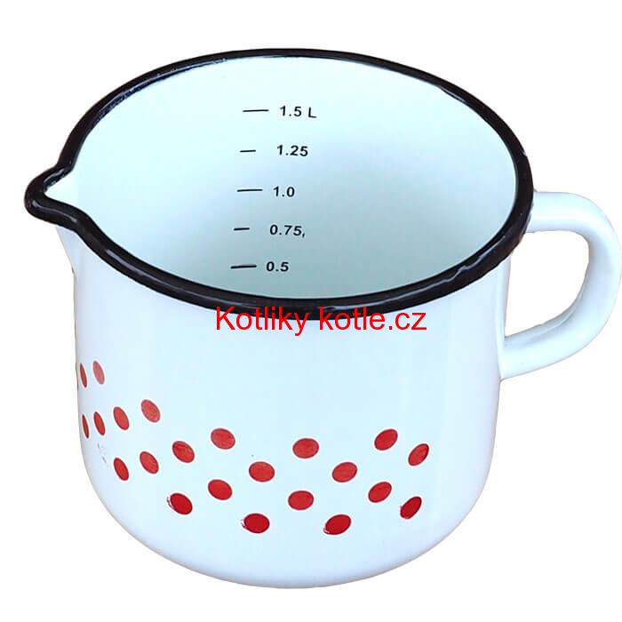 Smaltovaný hrnek s výlevkou 1,5 L - tečkovaný