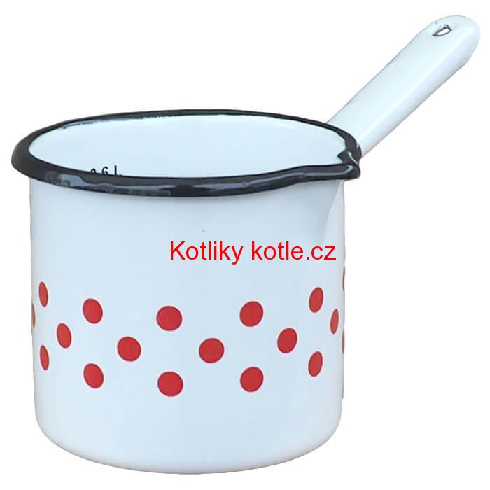 Smaltovaný hrnek s rukojetí 0,6 L - tečkovaný