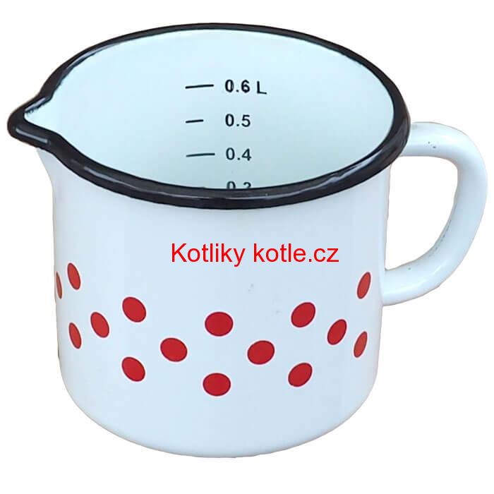Smaltovaný hrnek s ouškem 0,6 L - tečkovanou