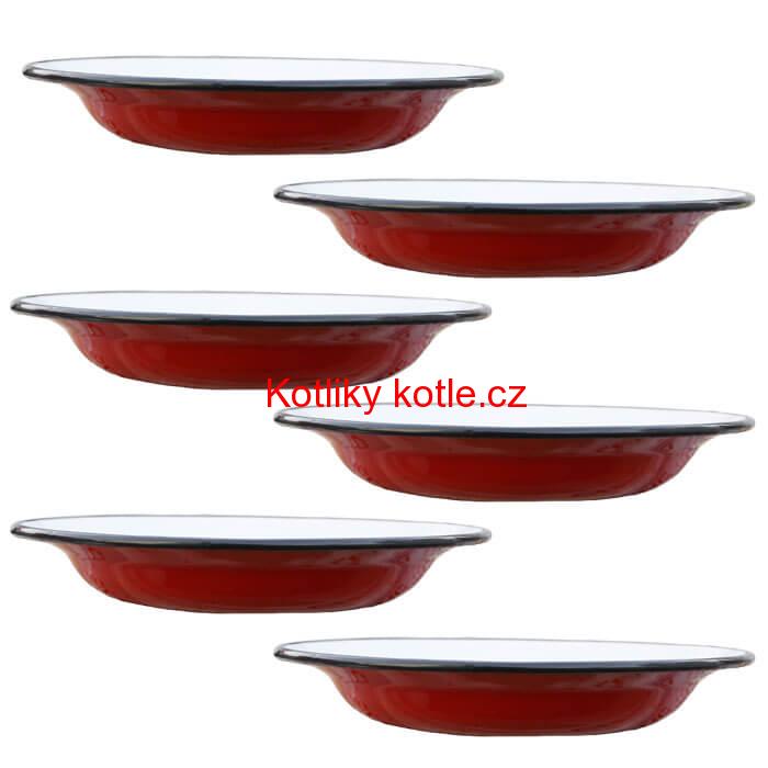Souprava smaltovaných mělkých talířů 22 cm 6 ks