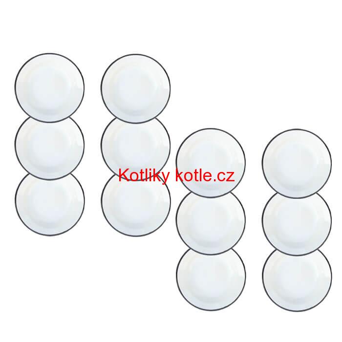 Souprava smaltovaných mělkých talířů 22 cm 12 ks