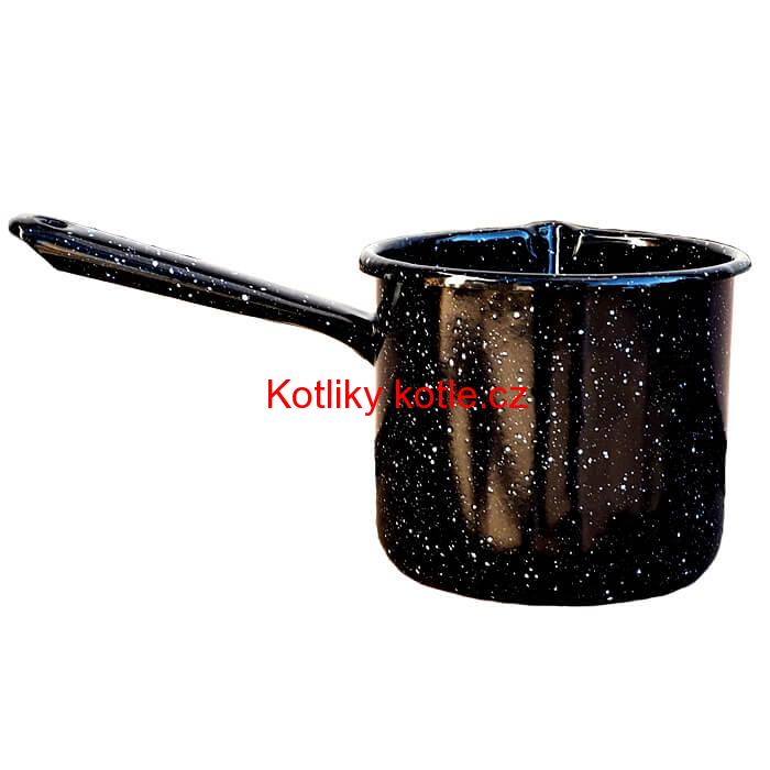 Smaltovaný hrnek s rukojetí 1 L - Černý