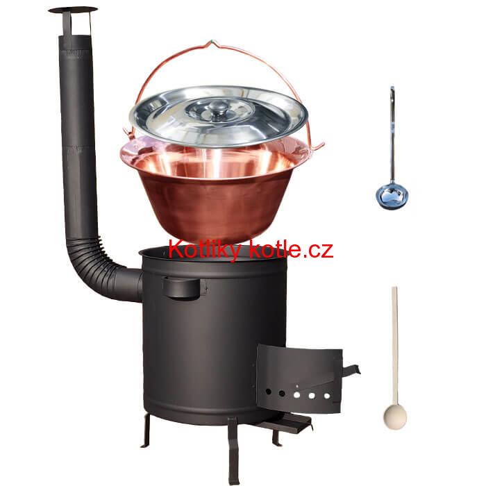 Měděný kotlik 14 L (1,2 mm) + silnostěnná (1,5 mm) žáruvzdorná kotlina 36 PLUS 600
