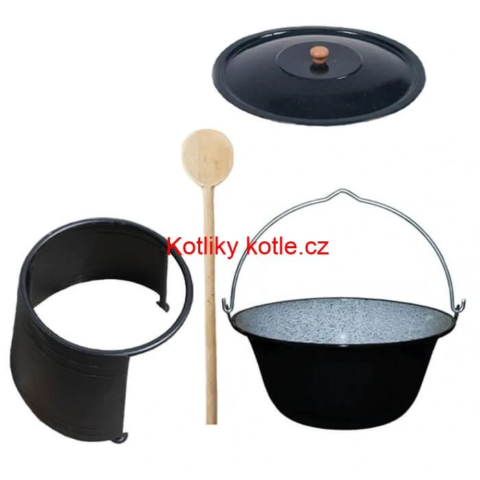 Smaltovaný kotlík 8 L (1,2 mm) + poklice + chránič plamene