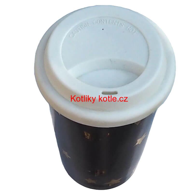 Keramický hrnek s víčkem - hnědý VÁNOCE