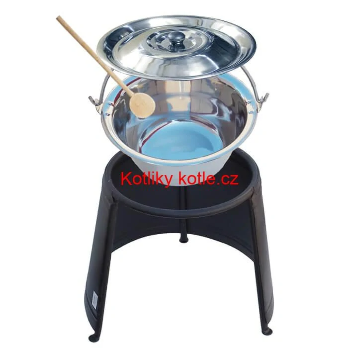 Nerezový kotlík 14 L (0,8 mm) + poklice + chránič plamene