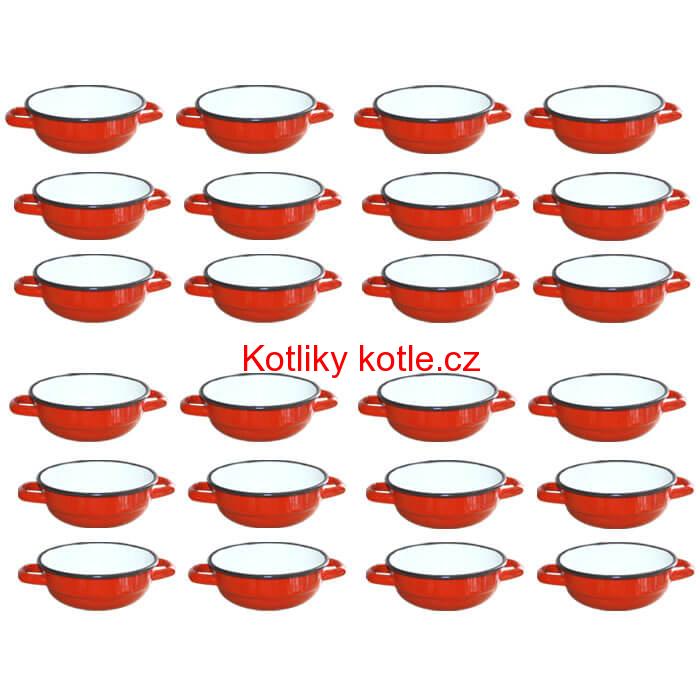 Souprava smaltovaných selských misek 16 cm 24 ks