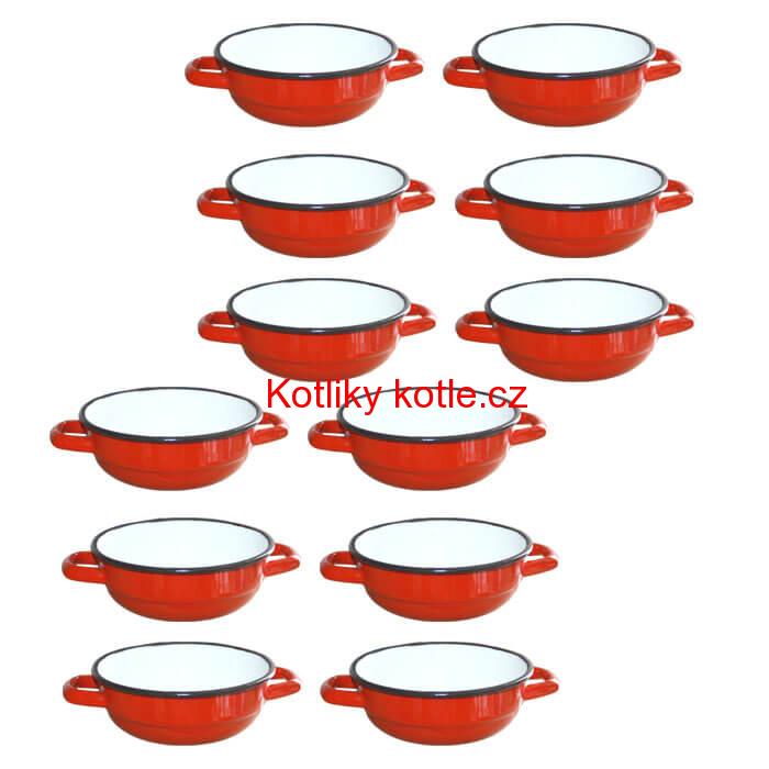 Souprava smaltovaných selských misek 18 cm 12 ks