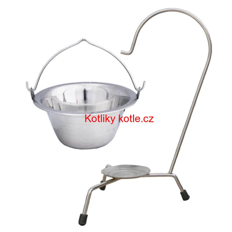 Servírovací kotlík na guláš nerezový 0,8 l + stojánek