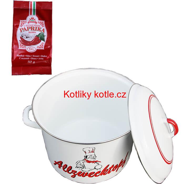 Smaltovaný hrnec s poklicí 13 L kuchař + sladká paprika GURMÁN 50 g
