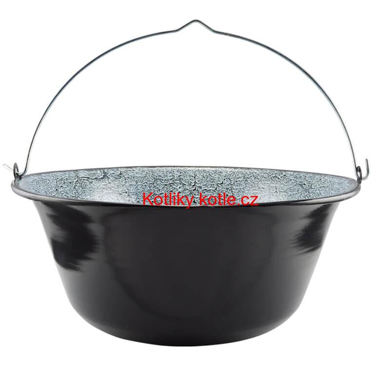 Smaltovaný kotlík 20 L (0,8 mm) + kovová kotlina 42 KOV + vařečka + misky 12 ks