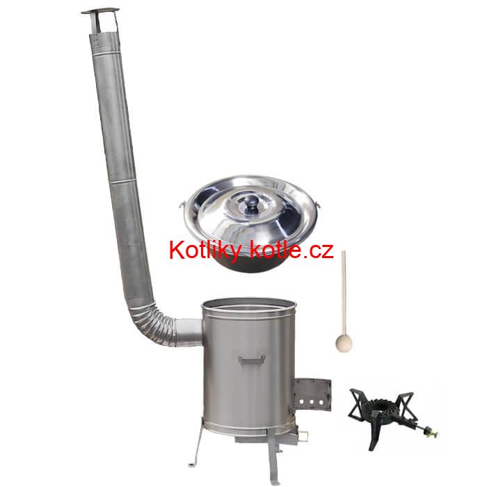 Nerezový kotlík 20 L (1,5 mm) + kotlina 42 cm + hořák LUX