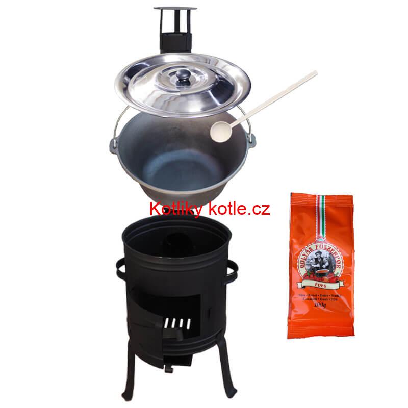 Litinový kotlík 10,8 L + kotlina 33 cm (1 mm) + žáruvzdorná barva Plus 700