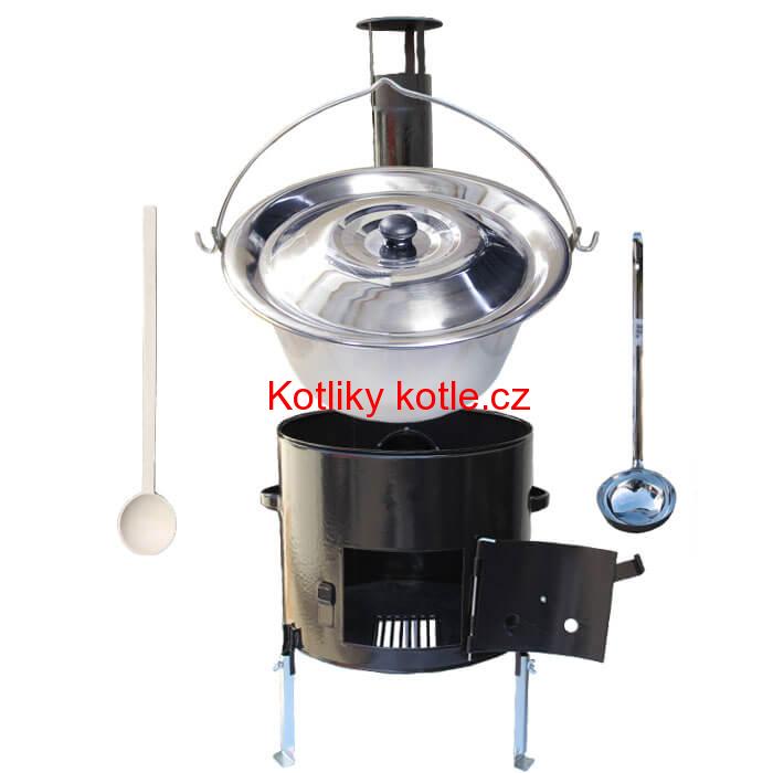 Nerezový kotlík 8 L + smaltovaná kotlina 31 Easy party