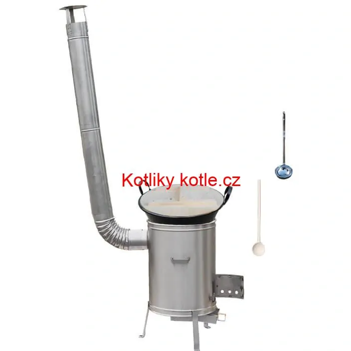 Zabijačkový smaltovaný kotel 100 L + nerezová kotlina (1,5 mm) 60 cm LUX + vařečka a naběračka
