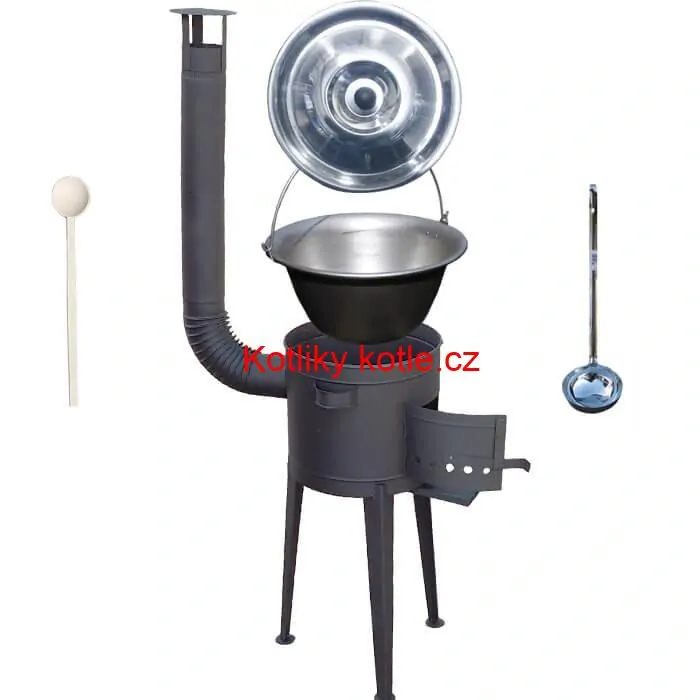 Nerezový kotlík 20 L (1,5 mm) + vysoká žáruvzdorná kotlina (1,5 mm) HODO 42 cm PLUS 600 + vařečka + naběračka