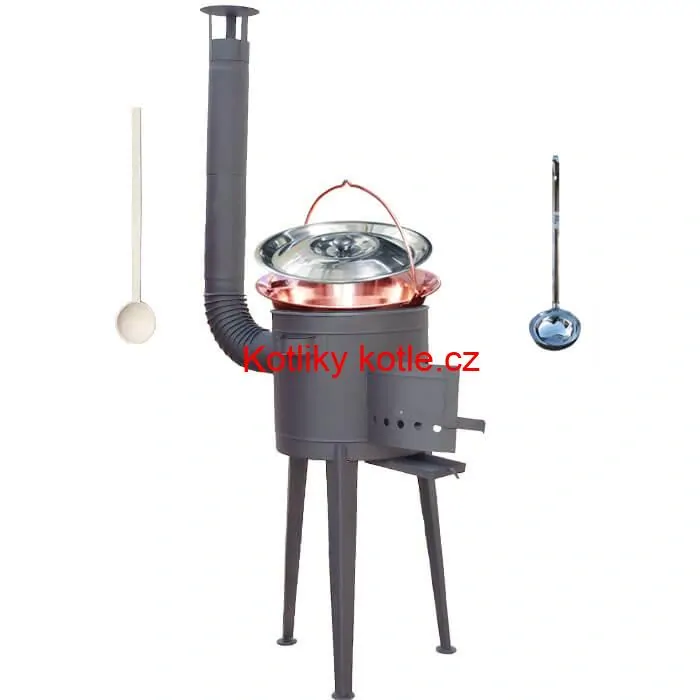 Měděný kotlík 20 L (1,2 mm) + vysoká žáruvzdorná kotlina (1,5 mm) HODO 42 cm PLUS 600 + vařečka + naběračka