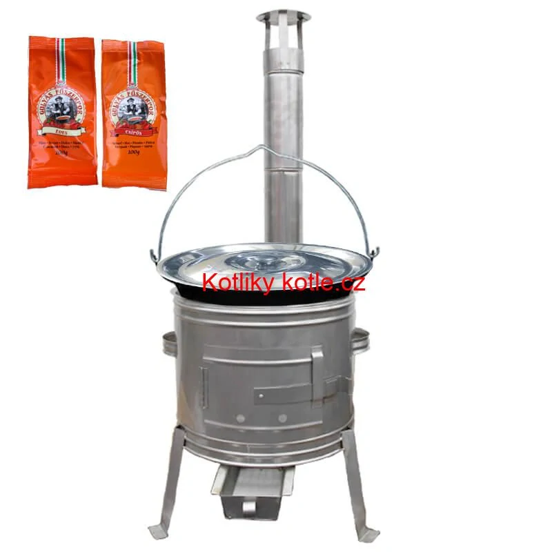 Smaltovaný kotlík 22 L + Nerezová kotlina 42 INOX + paprikový pepř na guláš - MIX 100 g