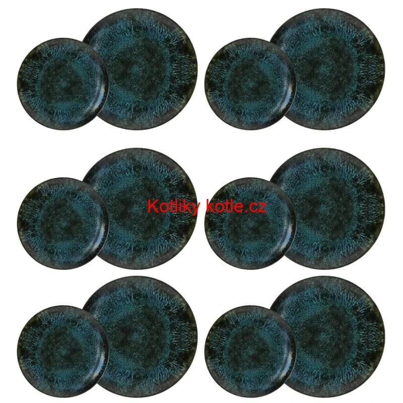 Souprava keramických talířů 18 ks BLACK