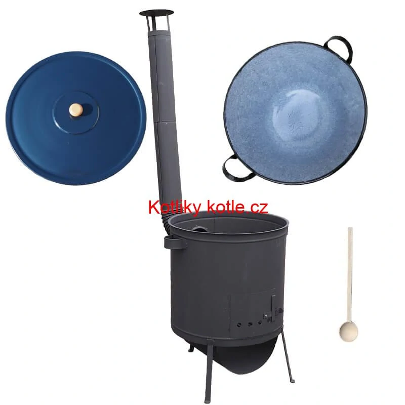 Smaltovaný kotel 60 L na zabijačku + žáruvzdorná kotlina 53 PLUS 600 4 MM + vařečka