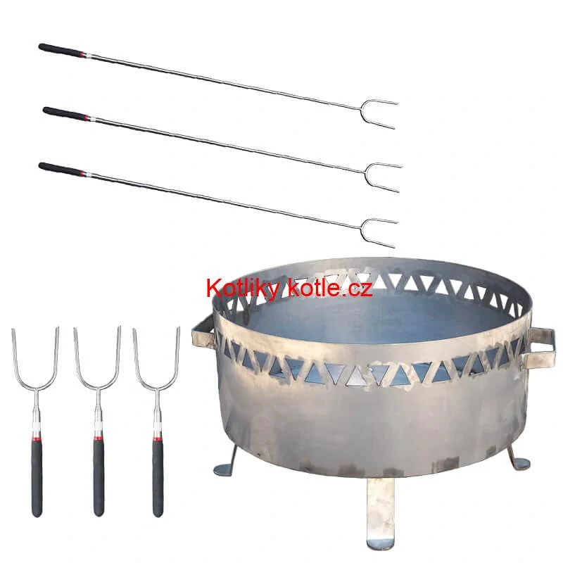Přenosné ohniště nerezové (1,5 mm) FIFO + Vidličky na opékání teleskopické 6 ks