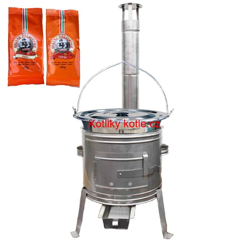 Nerezový kotlík 20 L (1,2 mm) INOX + Nerezová kotlina 42 INOX + paprikový pepř na guláš - MIX 100 g
