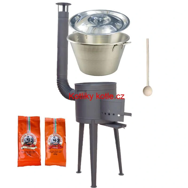 Nerezový kotel 40 L + vysoká kotlina 47 cm (2,0 mm) HODO Plus 600 + paprikové koření na guláš