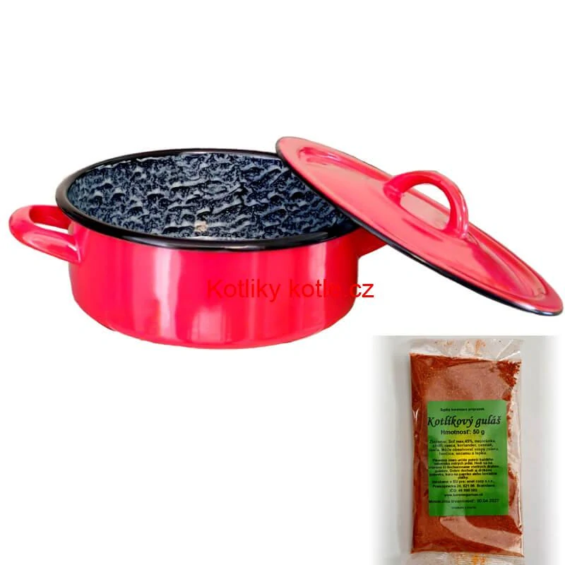 Smaltovaný kastrol poklicí COMBI 5 l + směs koření na kotlíkový guláš 50 g