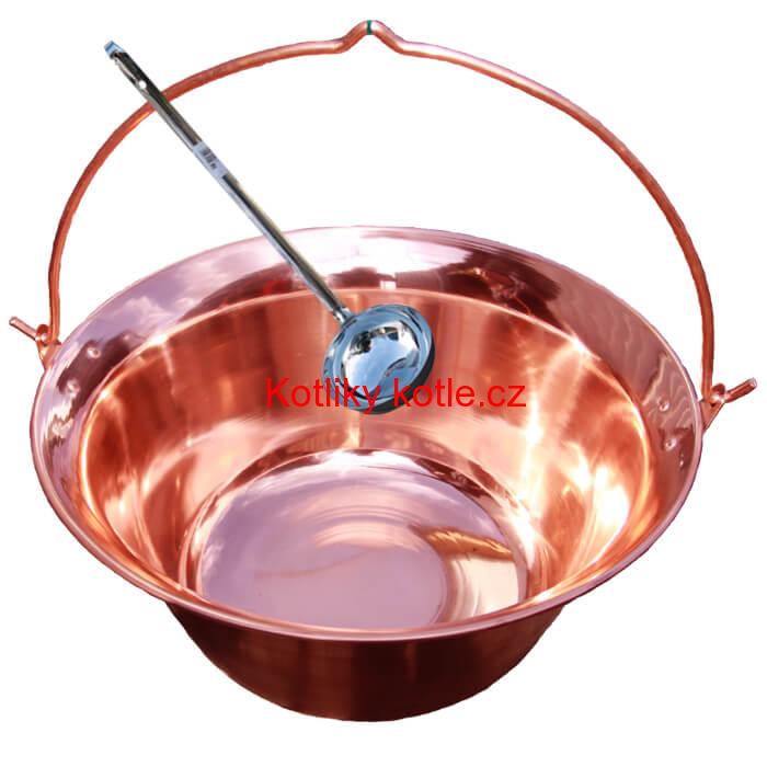 Měděný kotlík 14 L (1,2 mm) + nerezová naběračka