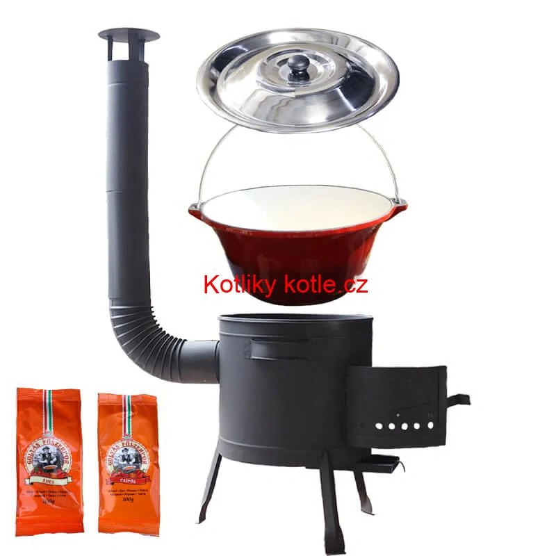 Litinový kotlík se smaltovanou úpravou 22 L + nízká kotlina 42 PLUS 600 + paprikový pepř na guláš - MIX 100 g