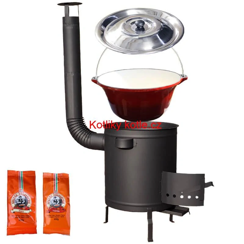 Litinový kotlík se smaltovanou úpravou 22 L + žáruvzdorná  kotlina 42 cm (1,5 mm) STRONG + paprikový pepř na guláš - MIX 100 g