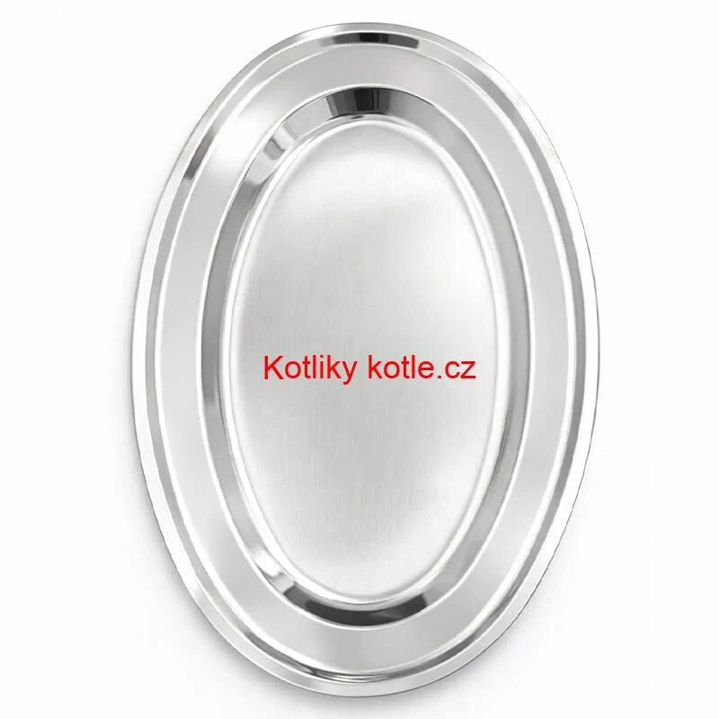 Nerezový oválný podnos (45,5cm) – Odolný servírovací tác na maso i koláče
