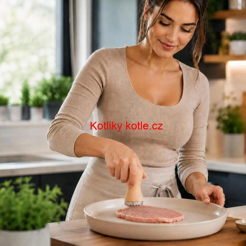Ruční tlouček na maso s dřevěnou rukojetí