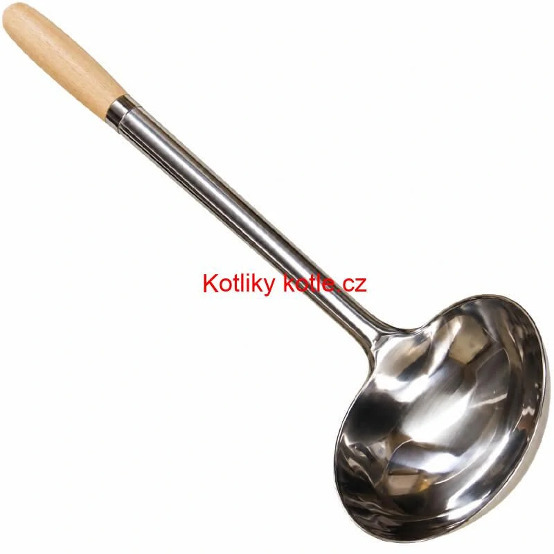 Nerezová naběračka 250 ml s dřevěnou rukojetí – délka 51,5 cm