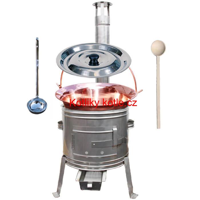 Měděný kotlík 20 L + nerezová kotlina 39 cm TOPLUX