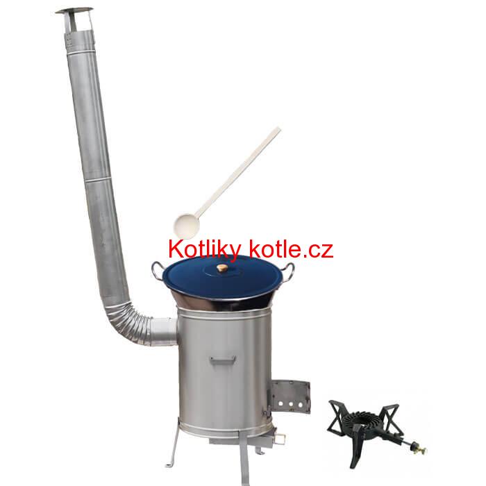 Zabijačkový nerezový kotel 70 L + nerezová kotlina 56 cm + hořák 7 kW