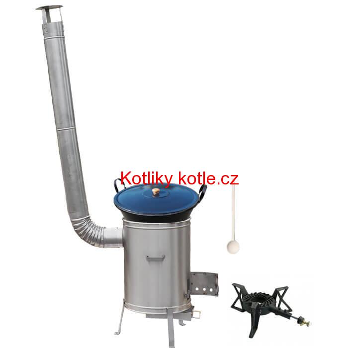Zabijačkový smaltovaný kotel 50 L + nerezová kotlina 53 cm + hořák 7 kW