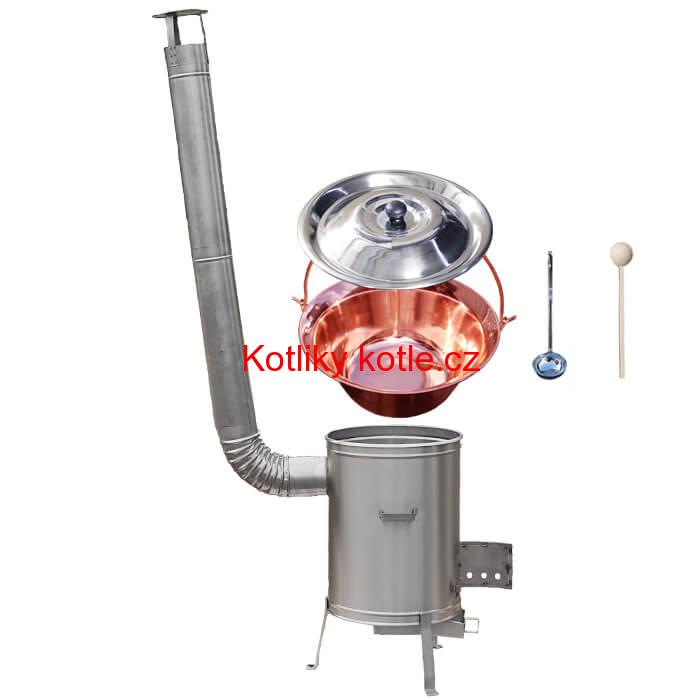 Měděný kotlík 20 L + nerezová kotlina 42 cm + LUX