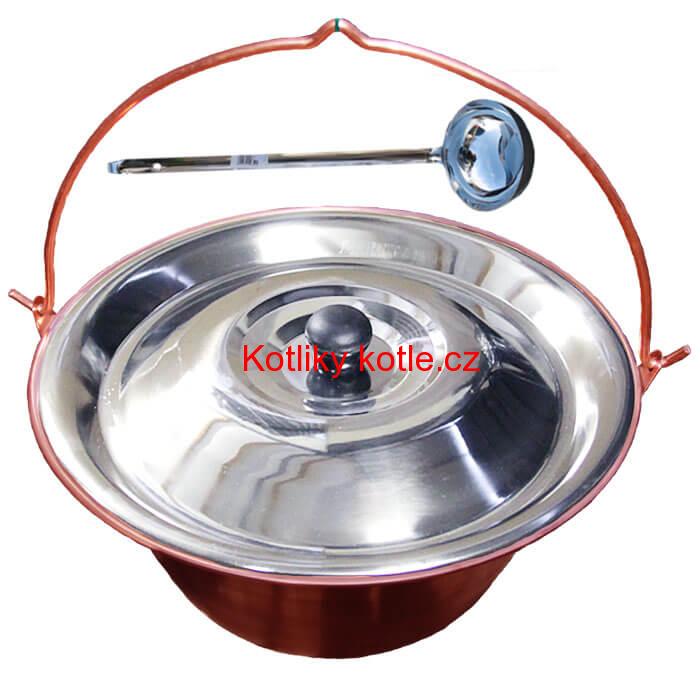 Měděný kotlík 20 L (1,2 mm) + nerezová poklice
