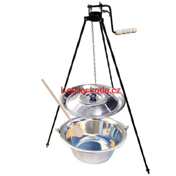 Nerezový kotlík 15 L (1,2 mm) + stojan s kladkou VAR