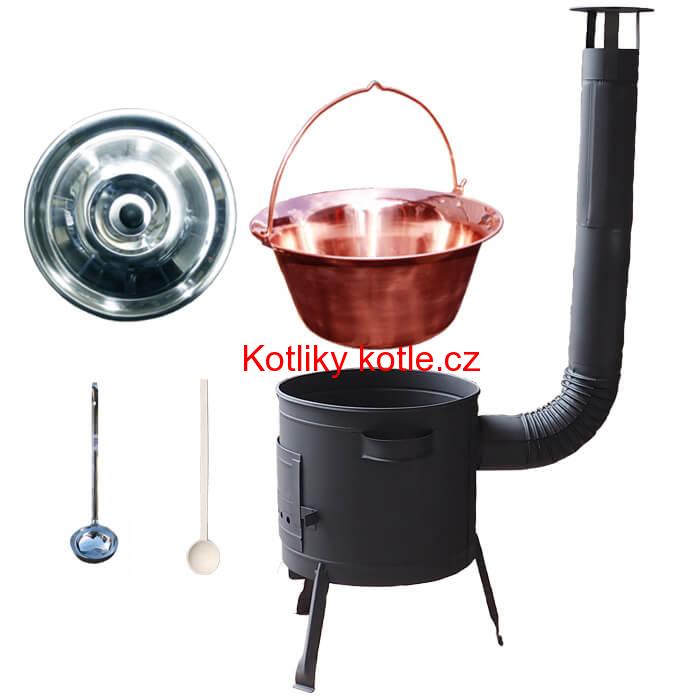 Měděný kotlík 14 L + žáruvzdorná kotlina 36 PLUS 600 