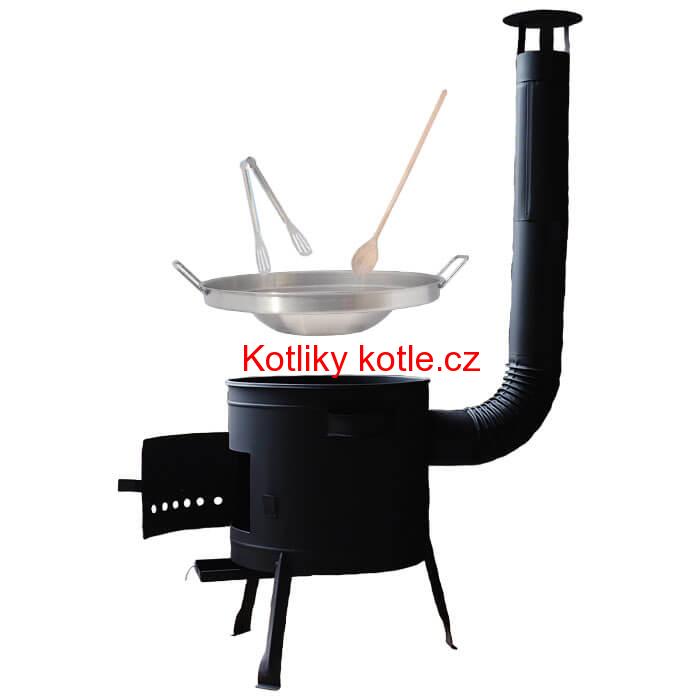 Nerezová pánev na grilování + kovová kotlina 36 cm