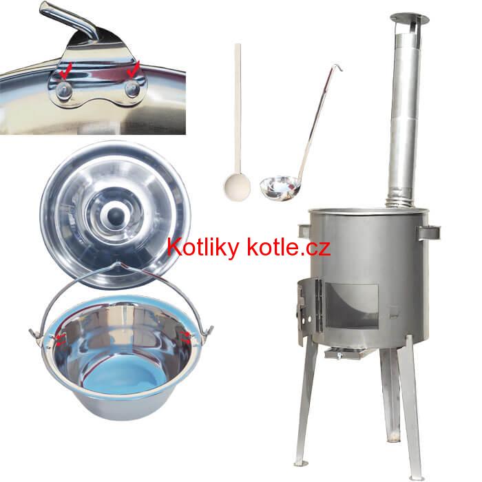 Zesílený nerezový kotlík 15 L + nerezová kotlina 36 cm LUXUS