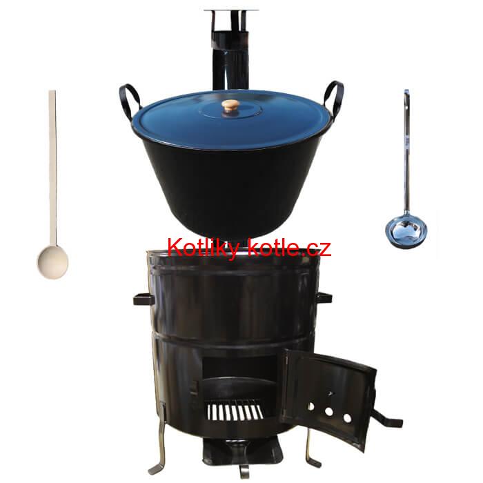 Smaltovaný kotel 50 L + kovová kotlina 50 cm BIG PARTY