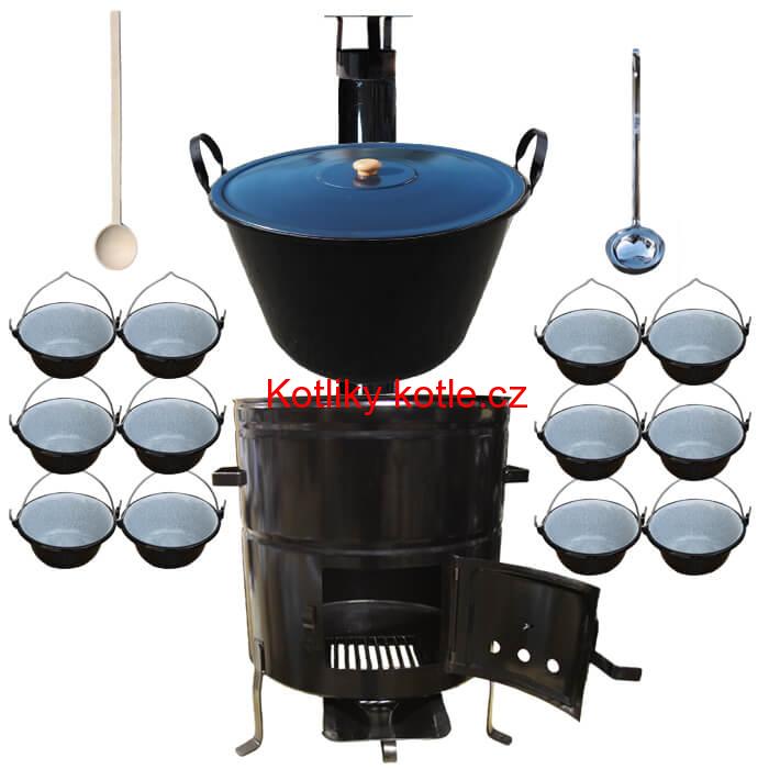 Smaltovaný kotel 50 L + servírovací kotlíky (12 ks) BIG PARTY