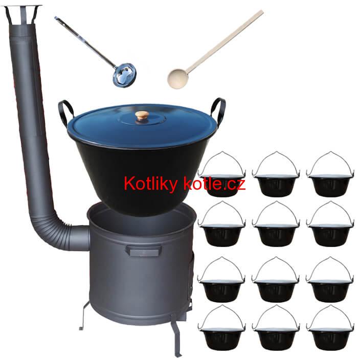 Smaltovaný kotel 50 L + servírovací kotlíky (12 ks) PLUS 600