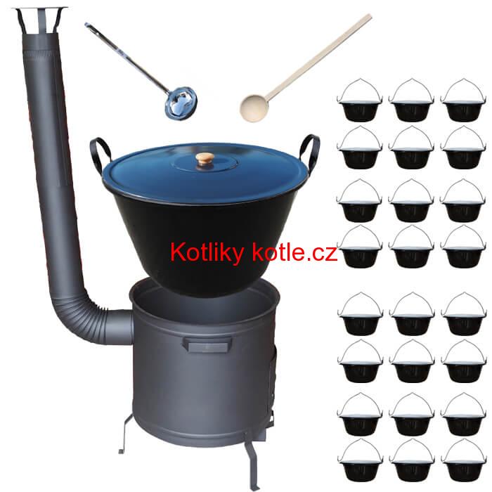 Smaltovaný kotel 80 L + servírovací kotlíky (24 ks) PLUS 600