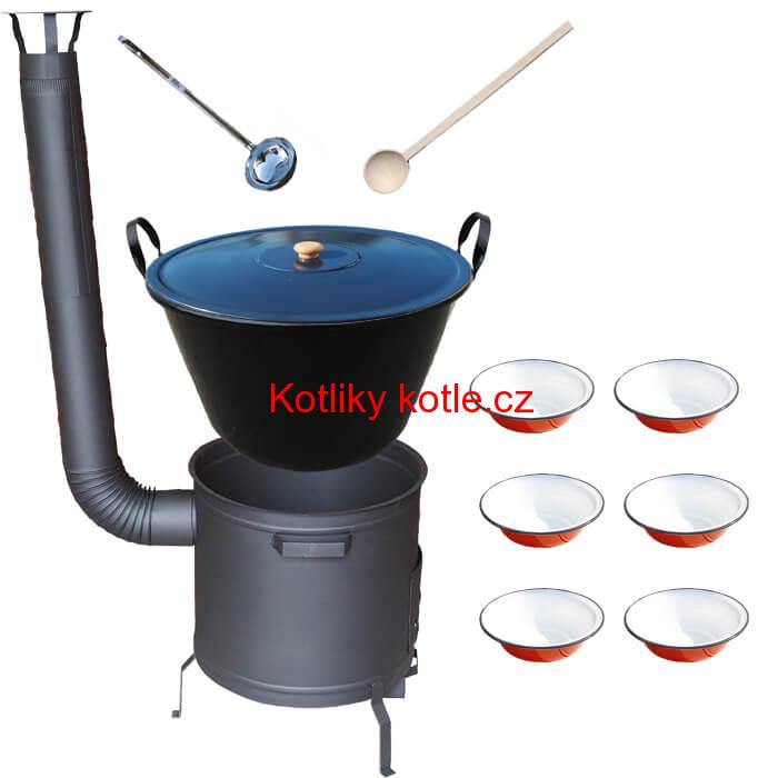 Smaltovaný kotel 60 L + smaltované talíře 6 ks PLUS 600