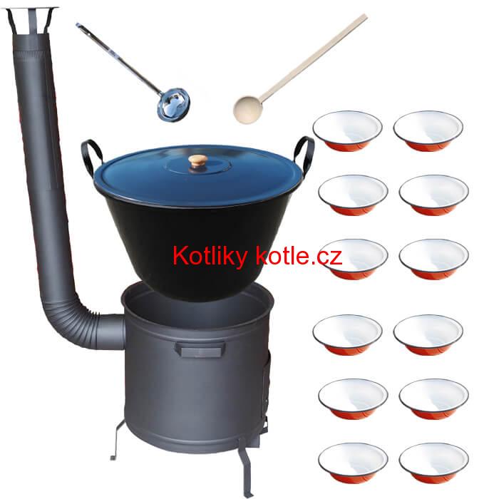Smaltovaný kotel 80 L + smaltované talíře 12 ks PLUS 600