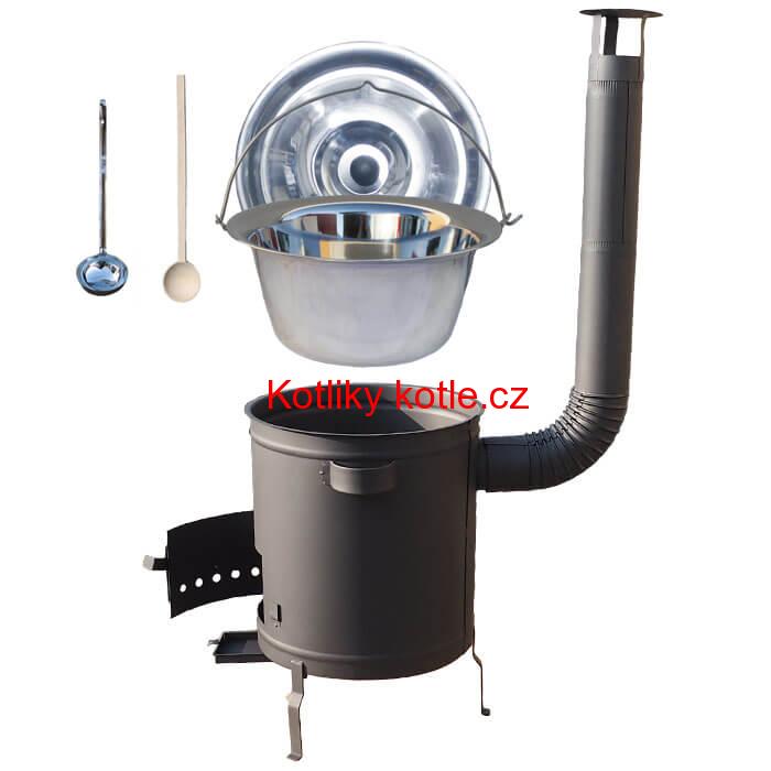 Nerezový kotlík 22 L (0,8 mm) + hrubostěnná (1,5 mm) a žáruvzdorná kotlina 42 PLUS 600